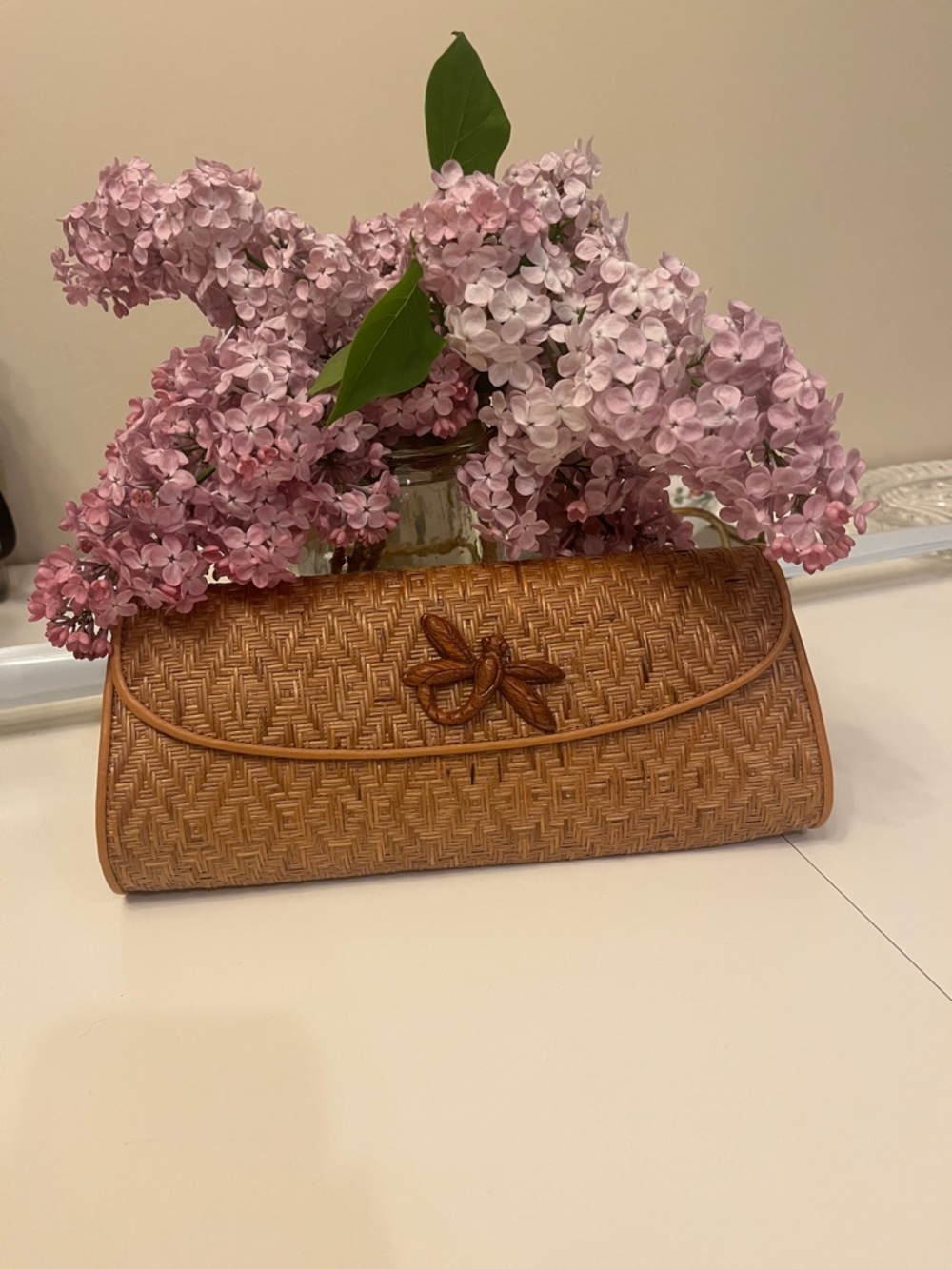 Woven Straw Clutch Handbag